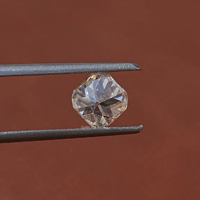 Twijer holding in the Old Mine Cushion Cut Loose Moissanite 