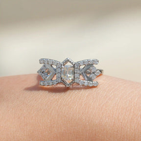 View Of Moissanite Cushion Cut Engagement Ring in White Gold