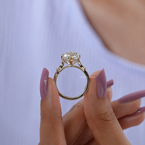 Back View of Cushion Cut Moissanite Engagement Ring In finger