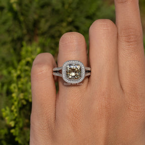 Old Mine Cushion Cut Moissanite Halo Ring