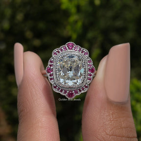 Old Mine Cushion Cut Moissanite Halo Ring