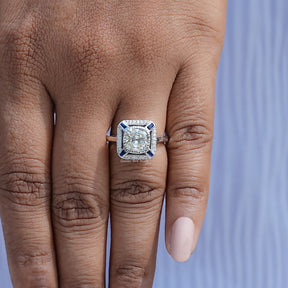 In Finger of Old Mine Cushion Cut Halo Ring In White Gold