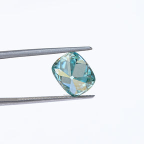 Close View Of Blue Cushion Cut Loose Moissanite