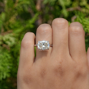 View of Cushion Cut Moissanite Engagement Ring In White Gold