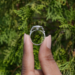 Back view of moissanite old mine Cushion cut solitaire ring
