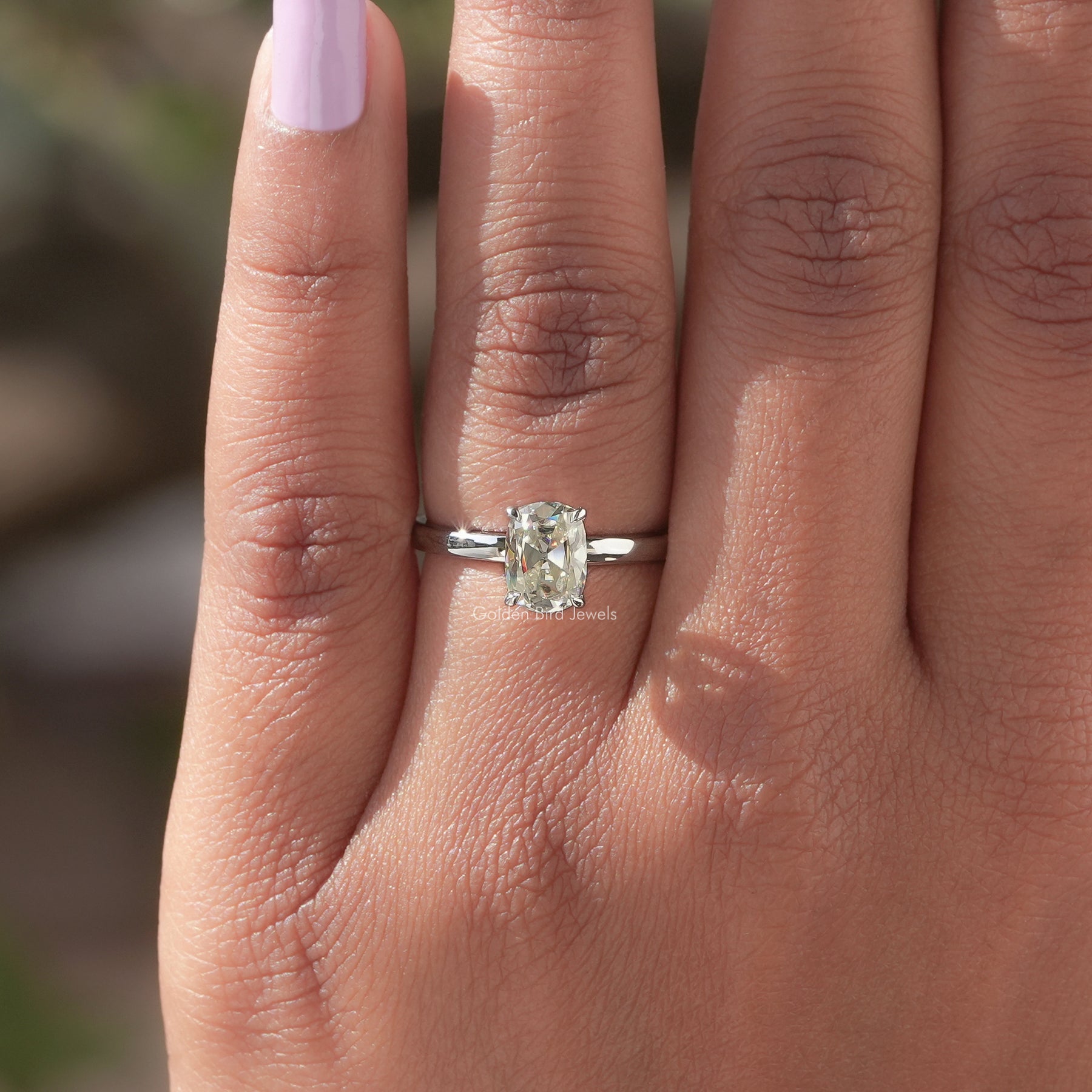 Old Mine Cushion Cut Moissanite Solitaire Ring