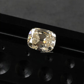 Close view of  Old Mine Cushion Cut Loose Moissanite
