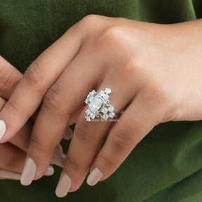 View of Old Mine Cushion Cut Moissanite Engagement Ring In Finger