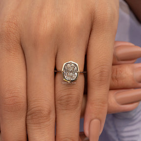 Vintage Old Mine Cushion Cut Bezel Set Engagement Ring