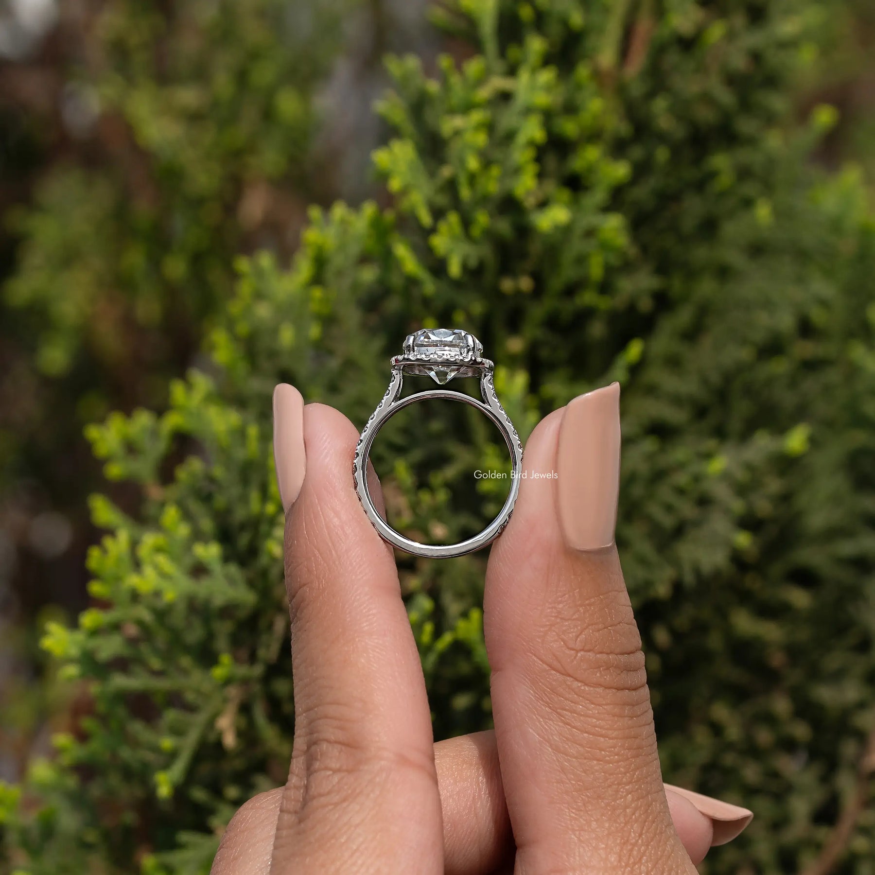 Old Mine Cushion Halo Moissanite Engagement Ring