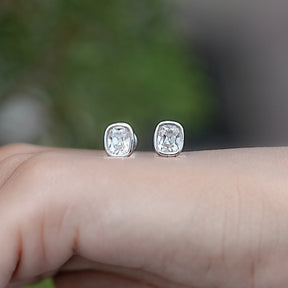 Old Mine Cushion Cut Lab Diamond Stud Earrings