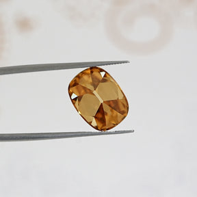 Detailed View Of Yellow Old Mine Cushion Loose Moissanite
