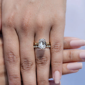Close view of Old Mine Cushion Moissanite Solitaire Ring
