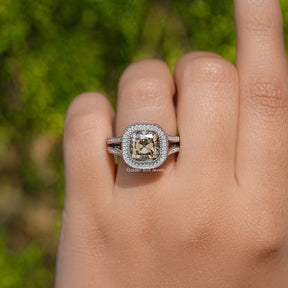 Old Mine Cushion Cut Moissanite Halo Ring