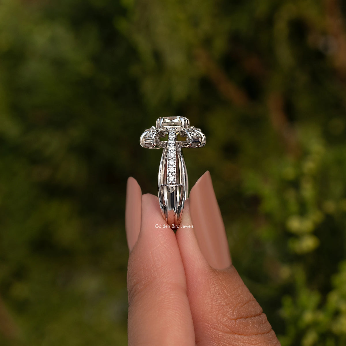 Old Mine Cushion Cut Moissanite Ring