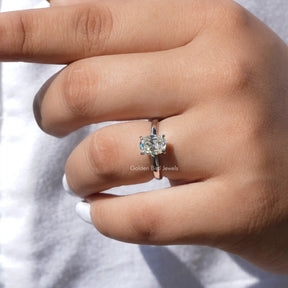 Old Mine Cushion Cut Moissanite  Ring In White Gold