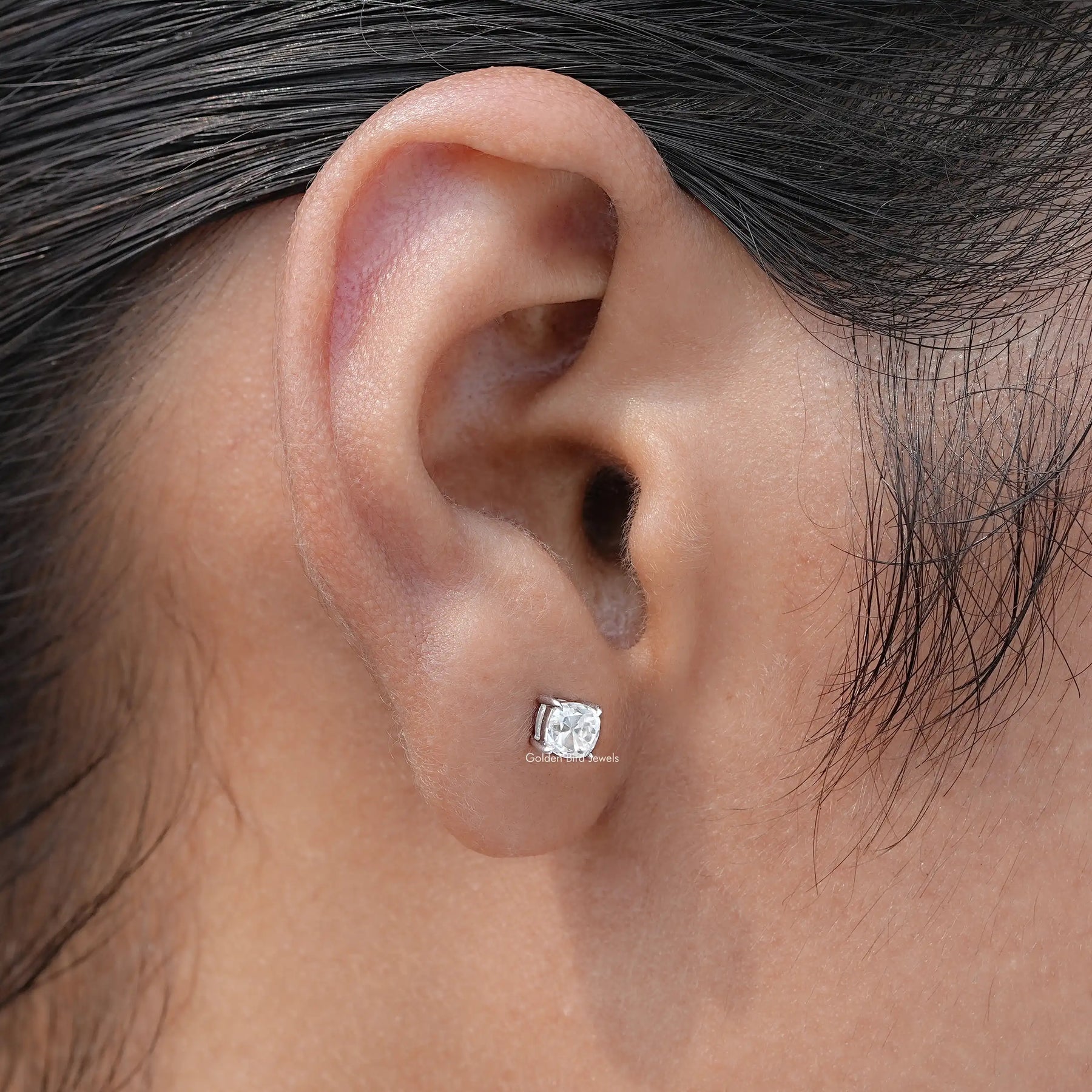 Colorless cushion Cut Moissanite Stud Earrings