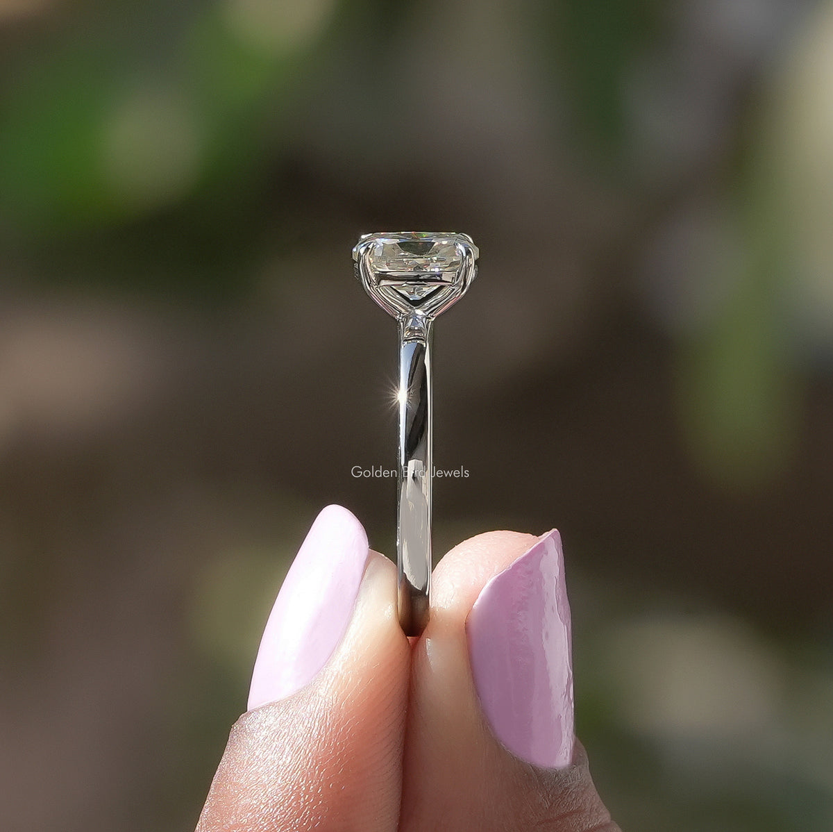 Old Mine Cushion Cut Moissanite Solitaire Ring