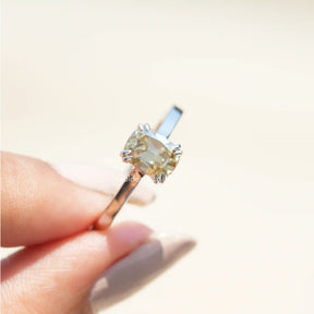Detailed View Of Cushion Cut Moissanite Solitaire Ring In White Gold