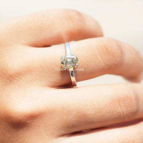 View of Old Mine Cushion Cut Moissanite Ring In White Gold