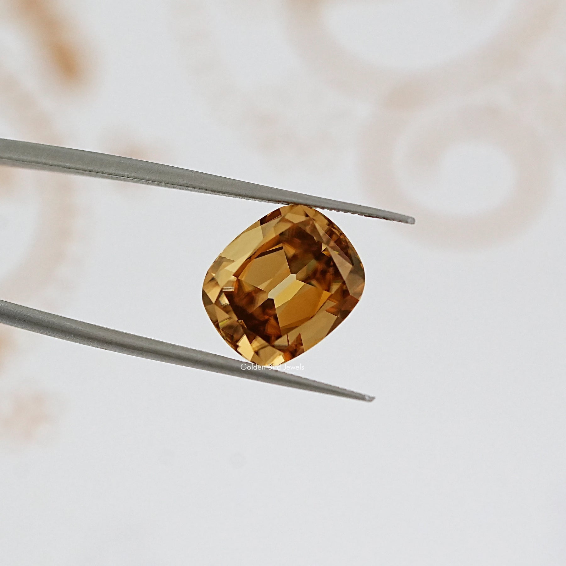 Side View Of Yellow Old Mine Cushion Loose Moissanite