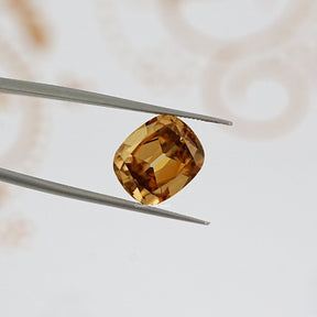 Side View Of Yellow Old Mine Cushion Loose Moissanite