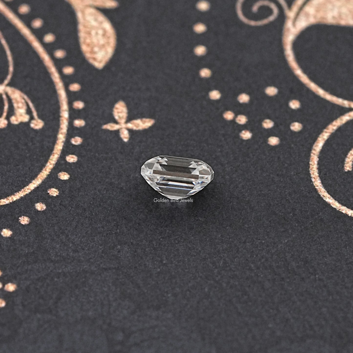 Side View of Old Mine Cut Emerald Moissanite Loose Stone