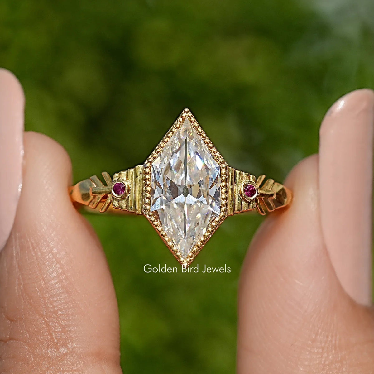 Old Mine Dutch Marquise Cut Moissanite Ring