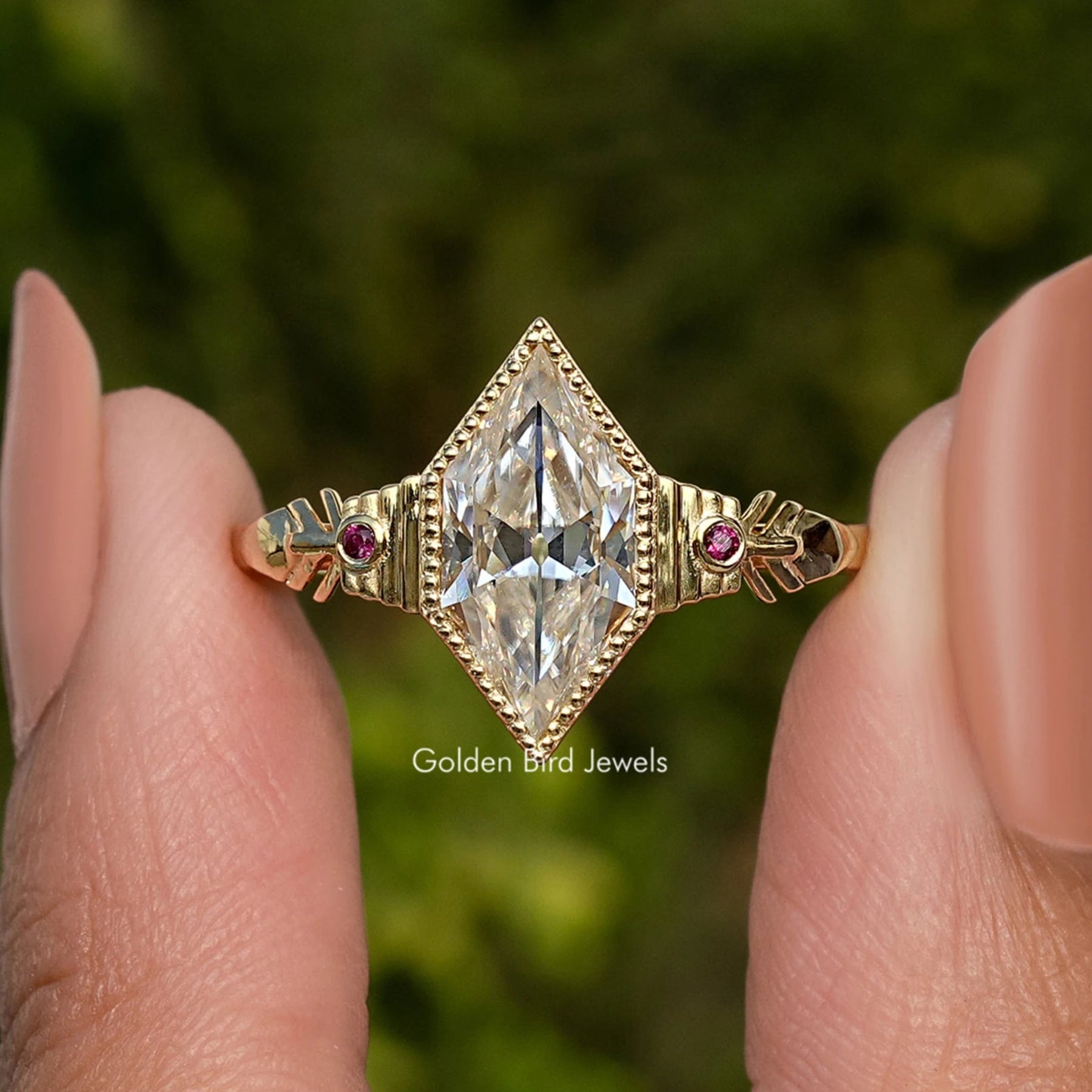Old Mine Dutch Marquise Cut Moissanite Ring