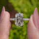 Old Mine Emerald Cut Moissanite Accent Ring