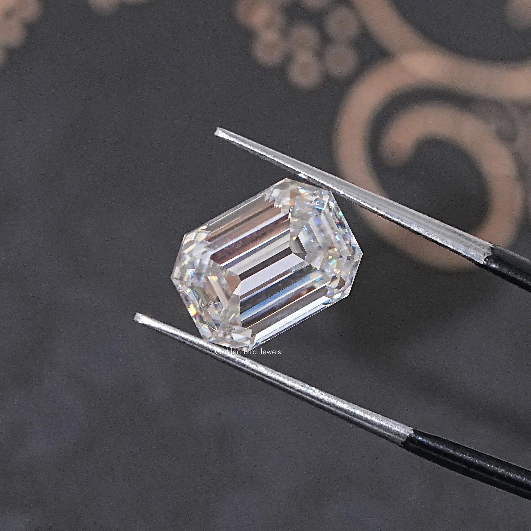 Detailed View Of Emerald Cut Loose Moissanite