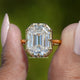 Moissanite Old Mine Emerald Cut Solitaire Ring