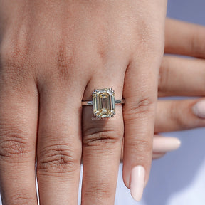 Old Mine Emerald Moissanite Solitaire Ring