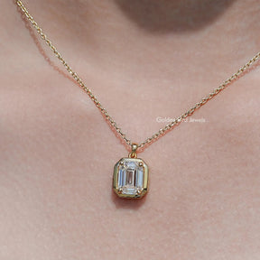 Old Mine Emerald Shaped Moissanite Pendant