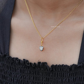Front View Of Old Mine Heart Shaped solitaire pendant 