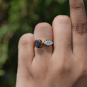Heart Shaped Gemstone Two Stone Ring