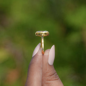 Bezel Set Old Mine Moval Cut Moissanite Ring