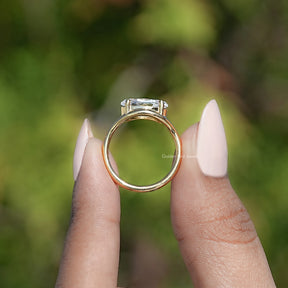 East West Old Mine Moval Cut Moissanite Solitaire Ring