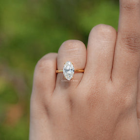 Old Mine Moval Moissanite Hidden Halo Ring