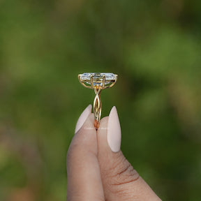 Old Mine Moval Moissanite Twisted Shank Solitaire Ring