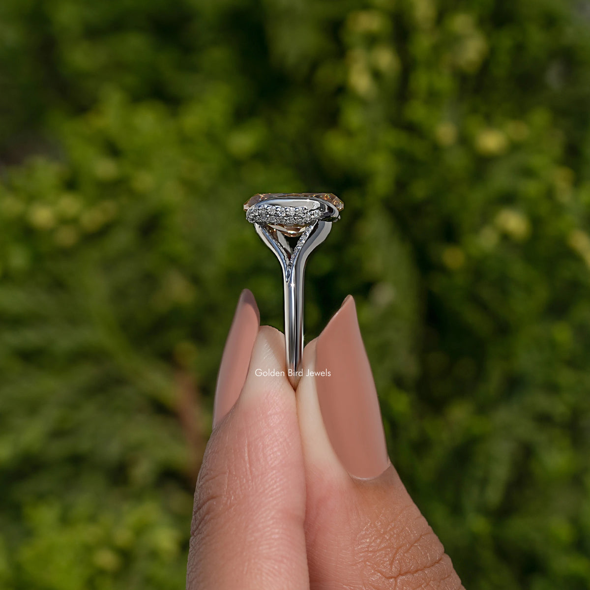 Old Mine Oval Cut Half Bezel Engagement Ring