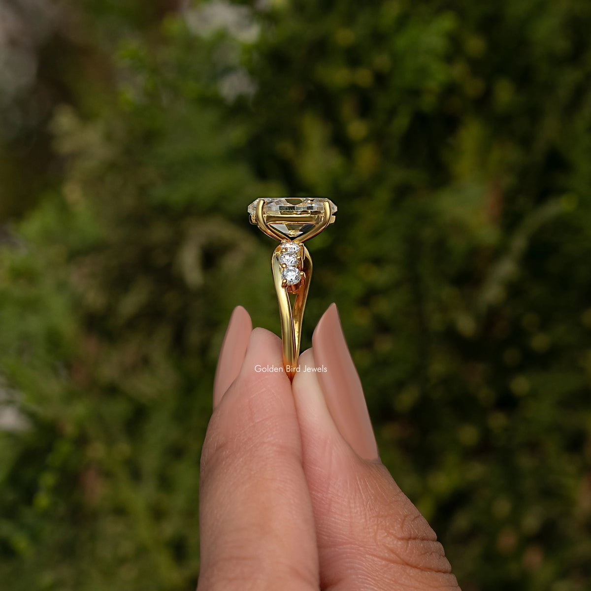 Old Mine Oval Cut Moissanite Ring