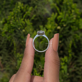 Old Mine Oval Cut Moissanite Solitaire Ring