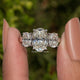 Old Mine Oval Cut Three Stone Engagement Ring