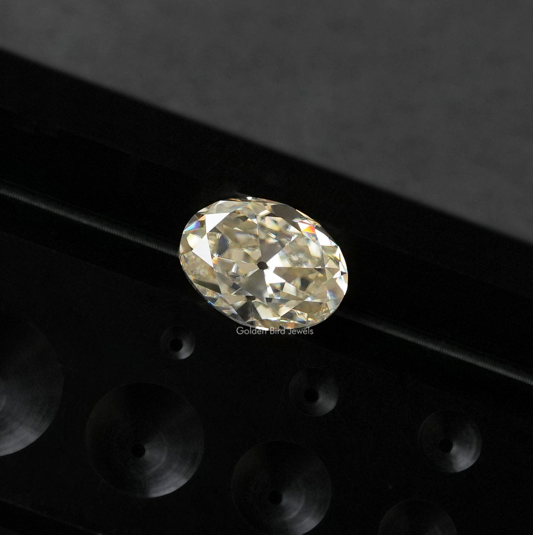 Close view of  Old Mine Oval Cut Loose Moissanite