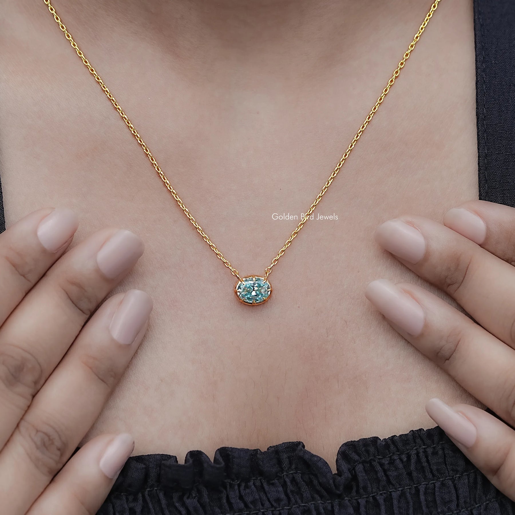 Old Mine Oval Moissanite Solitaire Pendant