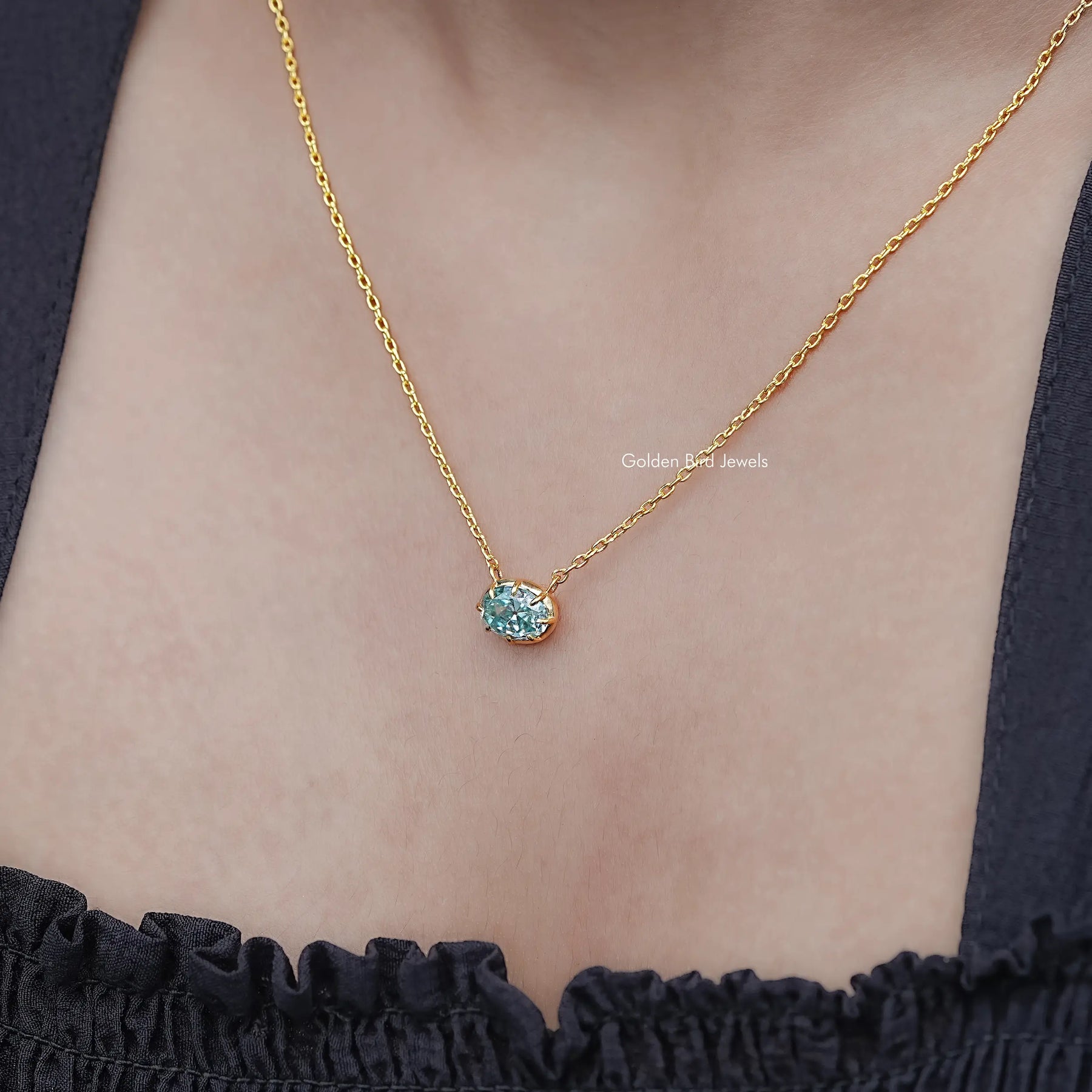 Old Mine Oval Moissanite Solitaire Pendant