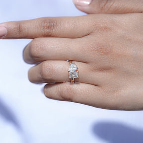 Old Mine Pear and Criss Cut Moissanite Toi Et Moi Ring