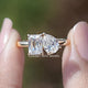 Old Mine Pear and Criss Cut Moissanite Toi Et Moi Ring