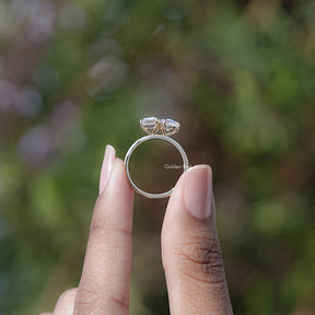 Old Mine Pear and Criss Cut Moissanite Toi Et Moi Ring